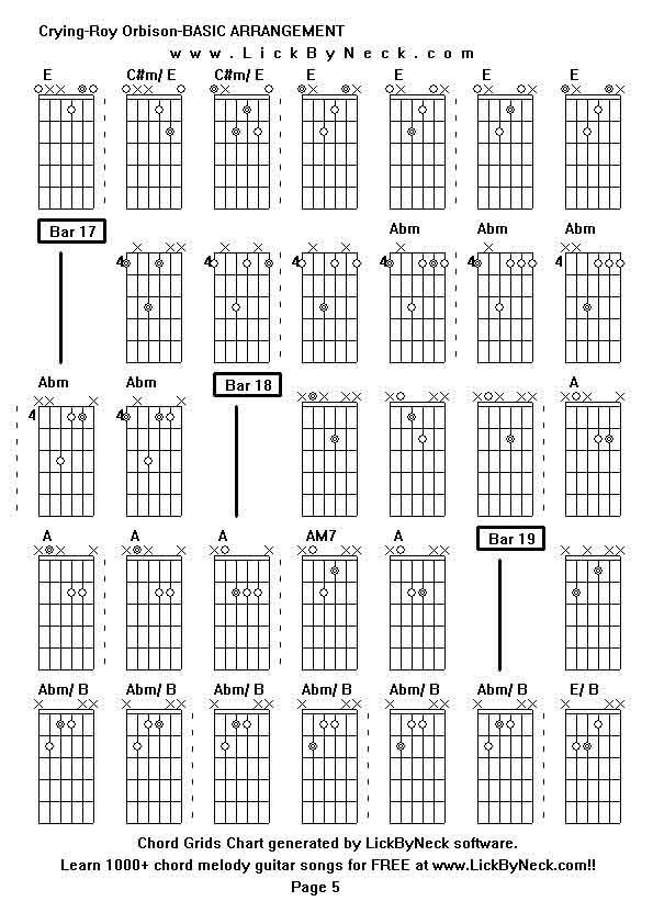 Chord Grids Chart of chord melody fingerstyle guitar song-Crying-Roy Orbison-BASIC ARRANGEMENT,generated by LickByNeck software.